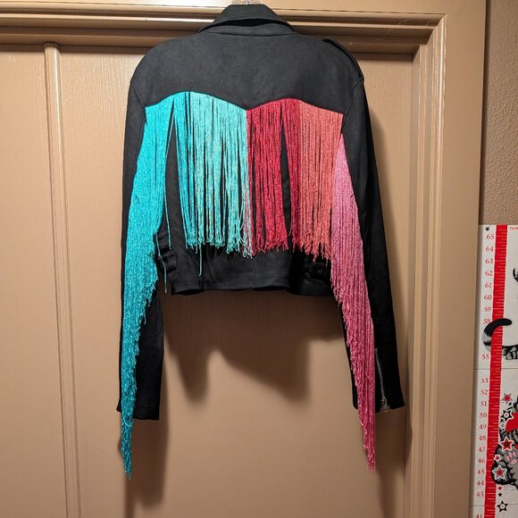 AKIRA Jackets & Blazers - Akira rainbow fringe moto jacket
